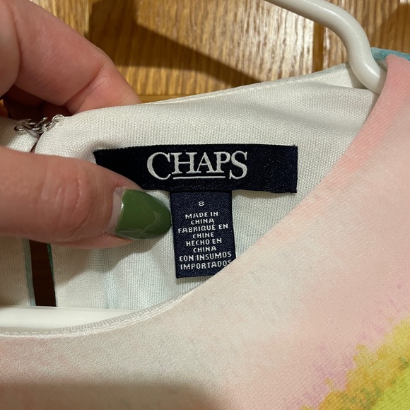 Chaps Watery Floral A-line Summer Cocktail Dress, size 8 - Picture 3 of 8